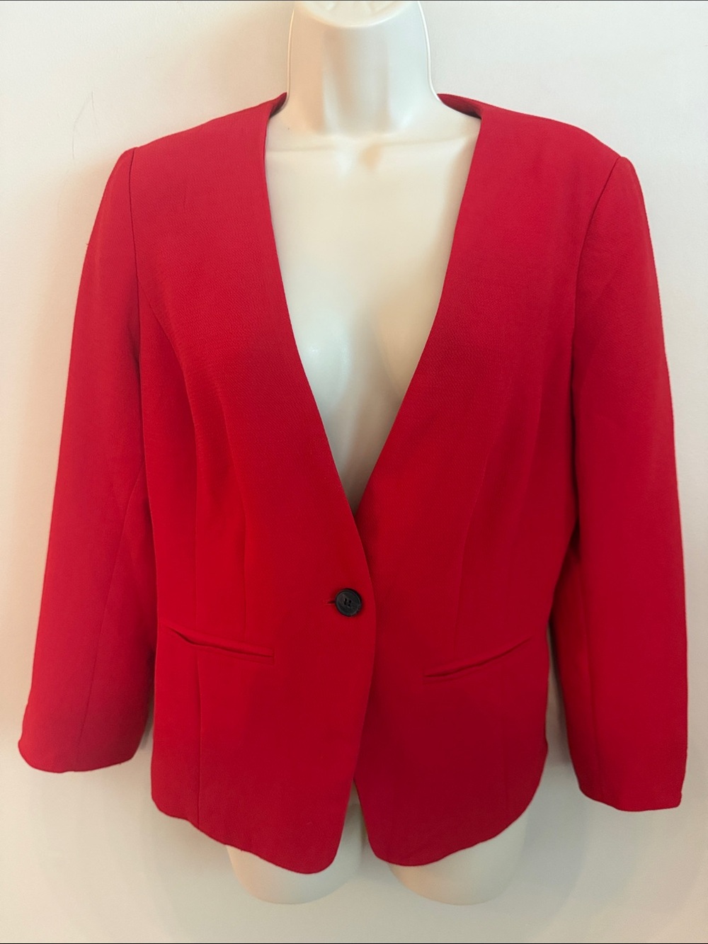 Kensie Red Single-Button V-Neck Blazer